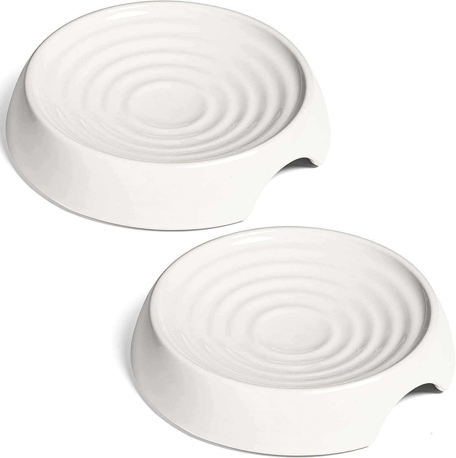 White Ceramic Whisker Stress Free Cat Bowls, Set of 2