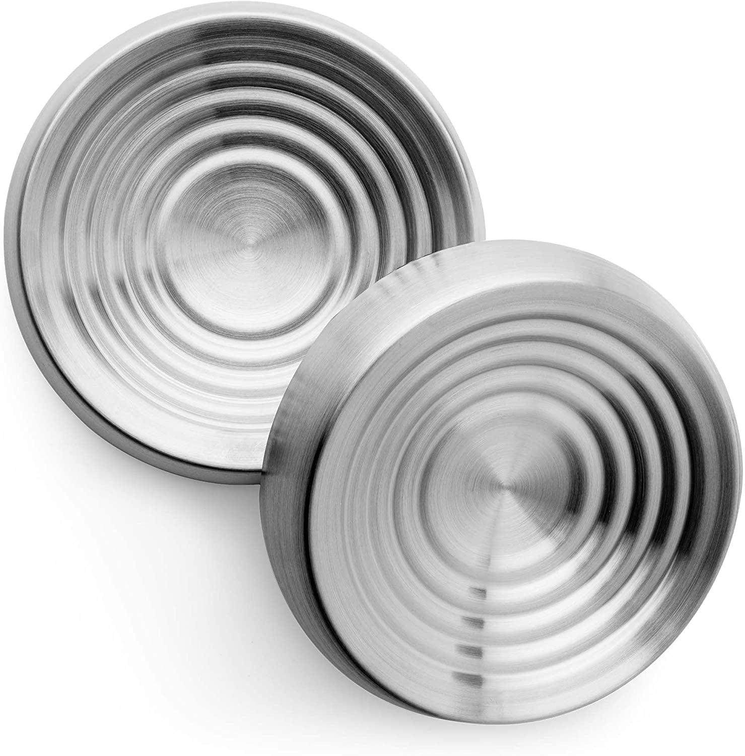 Stainless Steel Non-Slip Shallow Cat Food Bowls, Set of 2