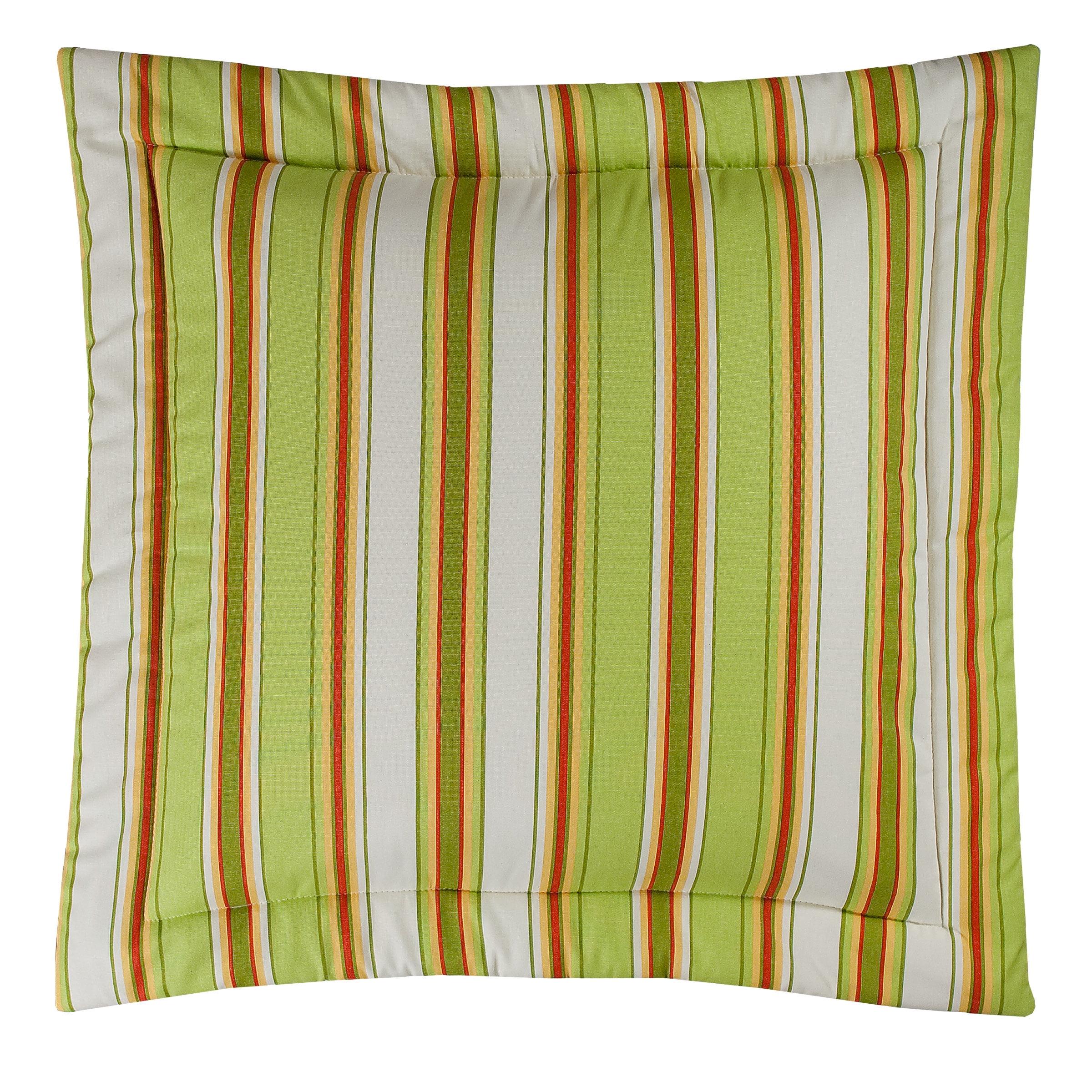 Catalina Green and Orange Striped Polyester Euro Sham