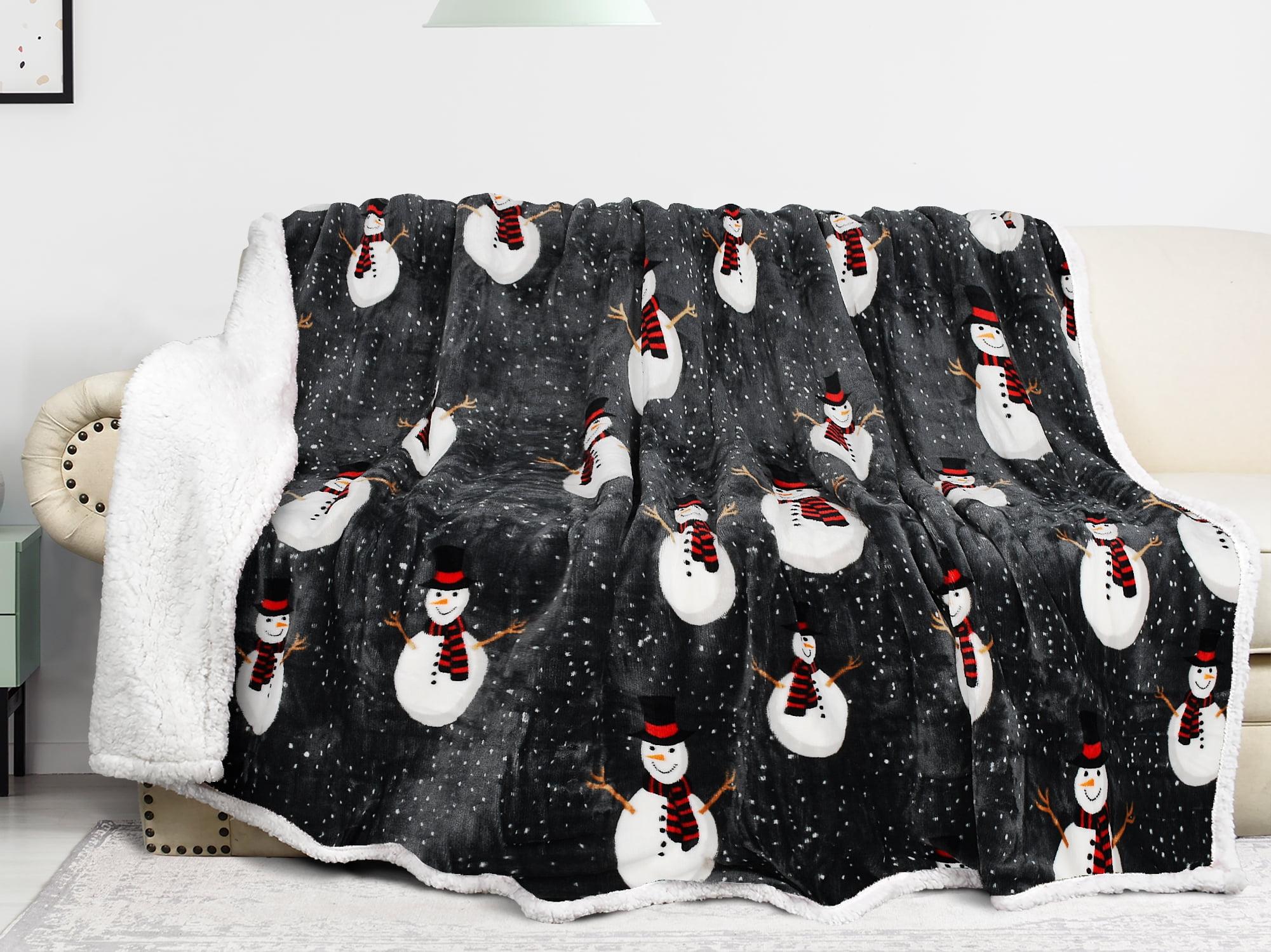 Catalonia Snowman Blanket, Christmas Sherpa Fleece Throw, Blanket For Couch And Bed,Soft,Thick, Fluffy,Warm