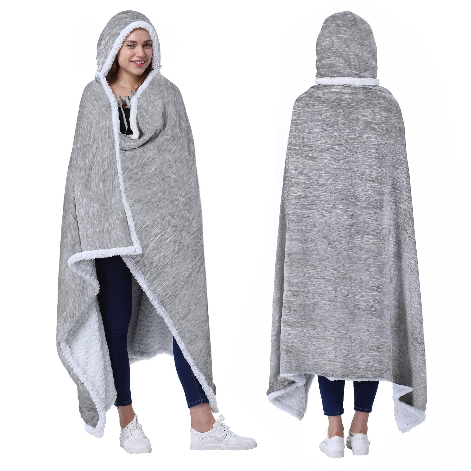 Catalonia Catalonia Sherpa Fleece Throw Cape, Wearable Blanket Wrap with Hand Pockets, Soft Lightweight Cozy
