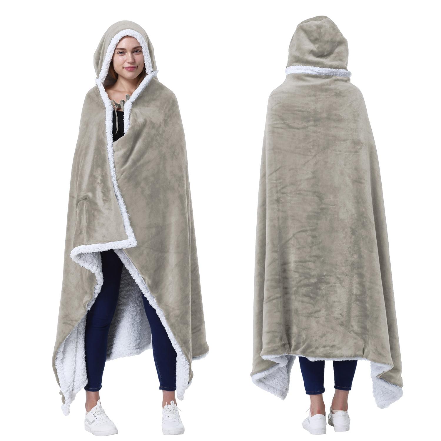 Catalonia Catalonia Sherpa Fleece Throw Cape, Wearable Blanket Wrap with Hand Pockets, Soft Lightweight Cozy
