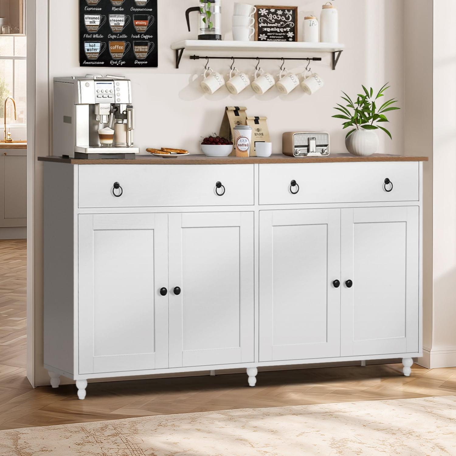 White Shaker 55'' Freestanding Sideboard Buffet Cabinet