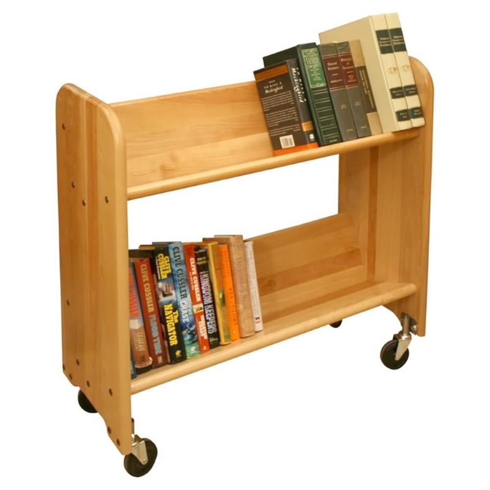 Natural Birch Rolling 2-Shelf Bookcase Cart