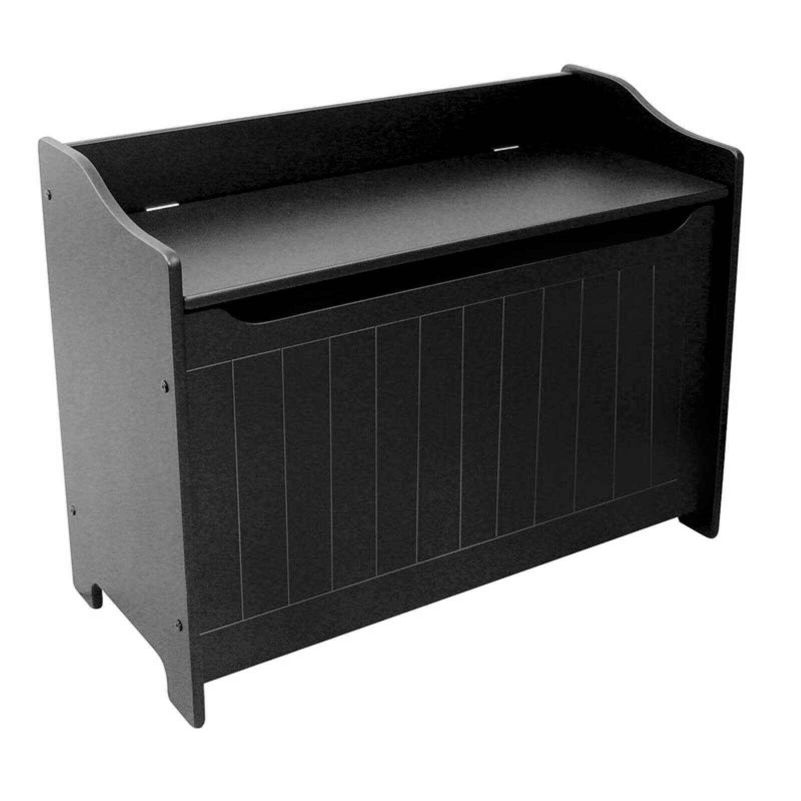 Catskill Delaney Matte Black High-Back Wood Storage Bench