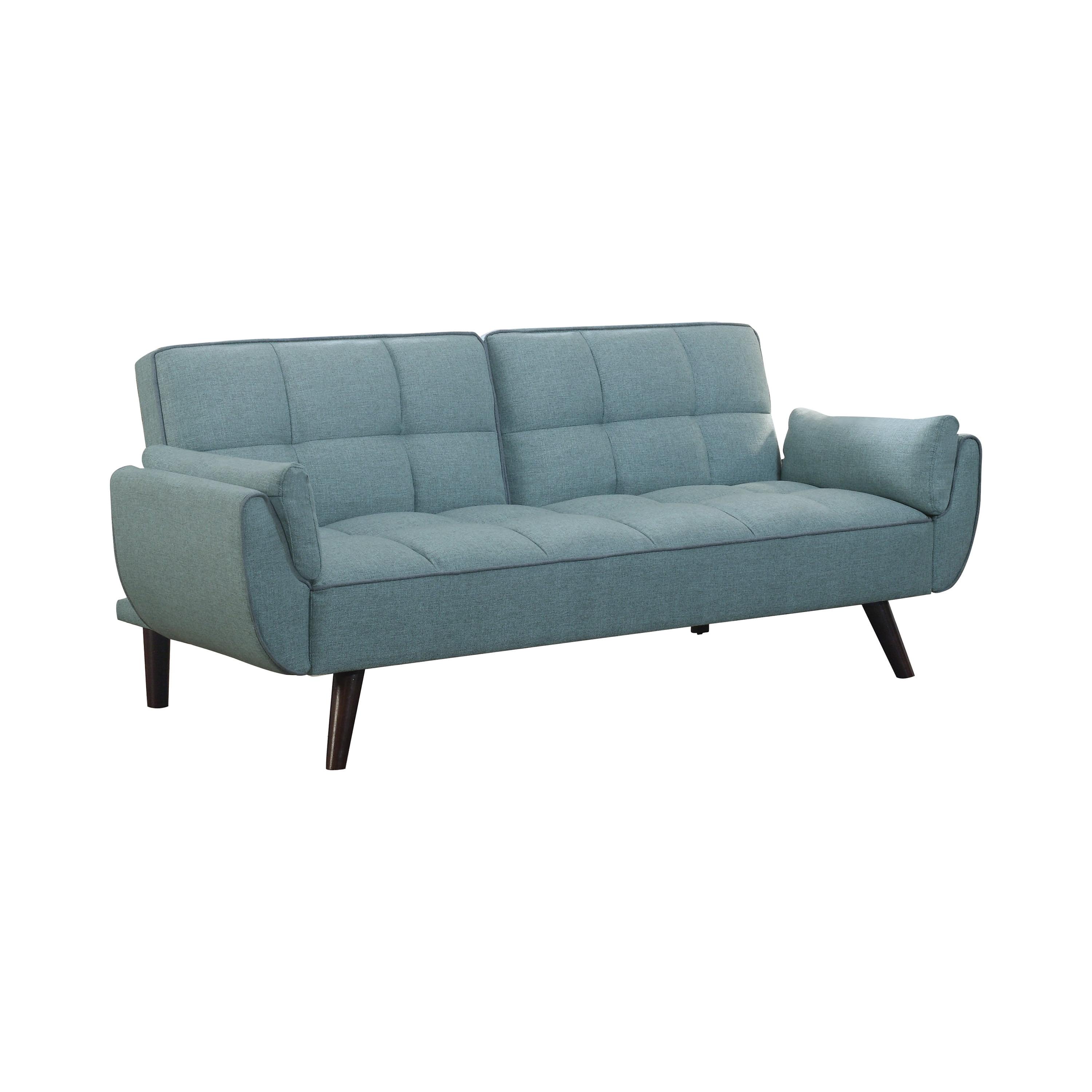 Transitional Turquoise Blue Queen Sleeper Sofa with Tufted Pillow-Top