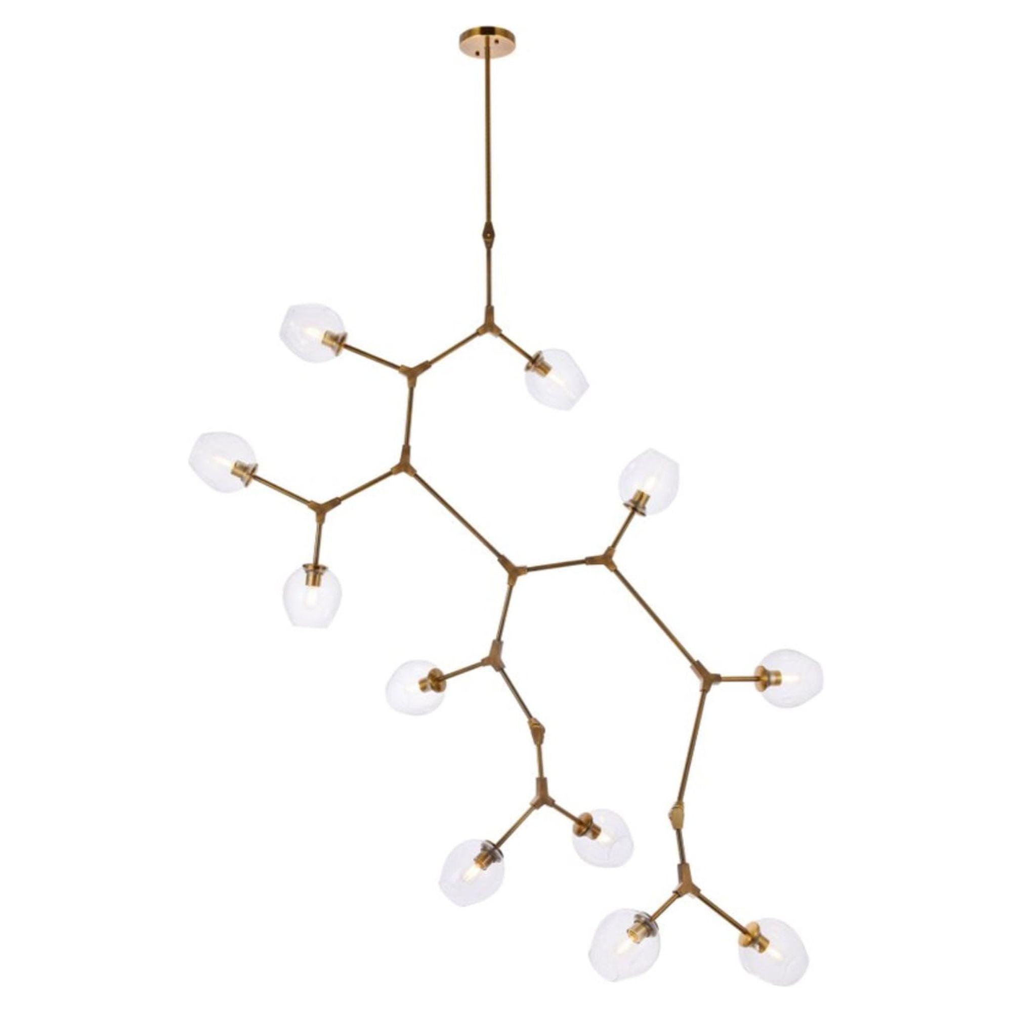 Mini Cavoli Brass & Clear Glass 11-Light Artistic Chandelier