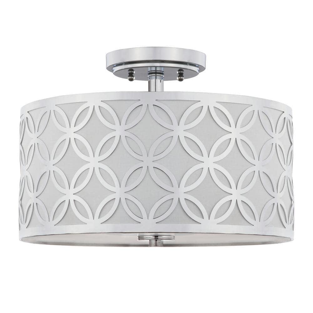 Cecily Leaf Trellis 3 Light 15" Flush Mount - Silver - Safavieh.