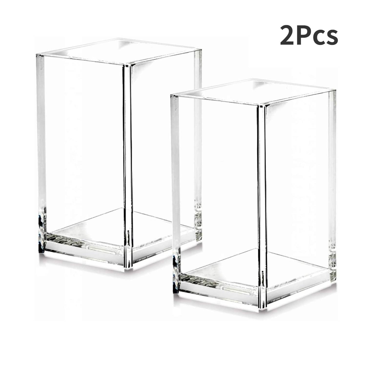 Pen Holder, 2 Pack Acrylic Pencil Holder for Desk, Pen Cups for Desk Supplies Holders, Clear Pencil Organizer for Toothbrush, Straw, Makeup Brush Holder, Home Office Desk Accessories