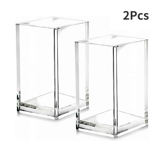 Pen Holder, 2 Pack Acrylic Pencil Holder for Desk, Pen Cups for Desk Supplies Holders, Clear Pencil Organizer for Toothbrush, Straw, Makeup Brush Holder, Home Office Desk Accessories