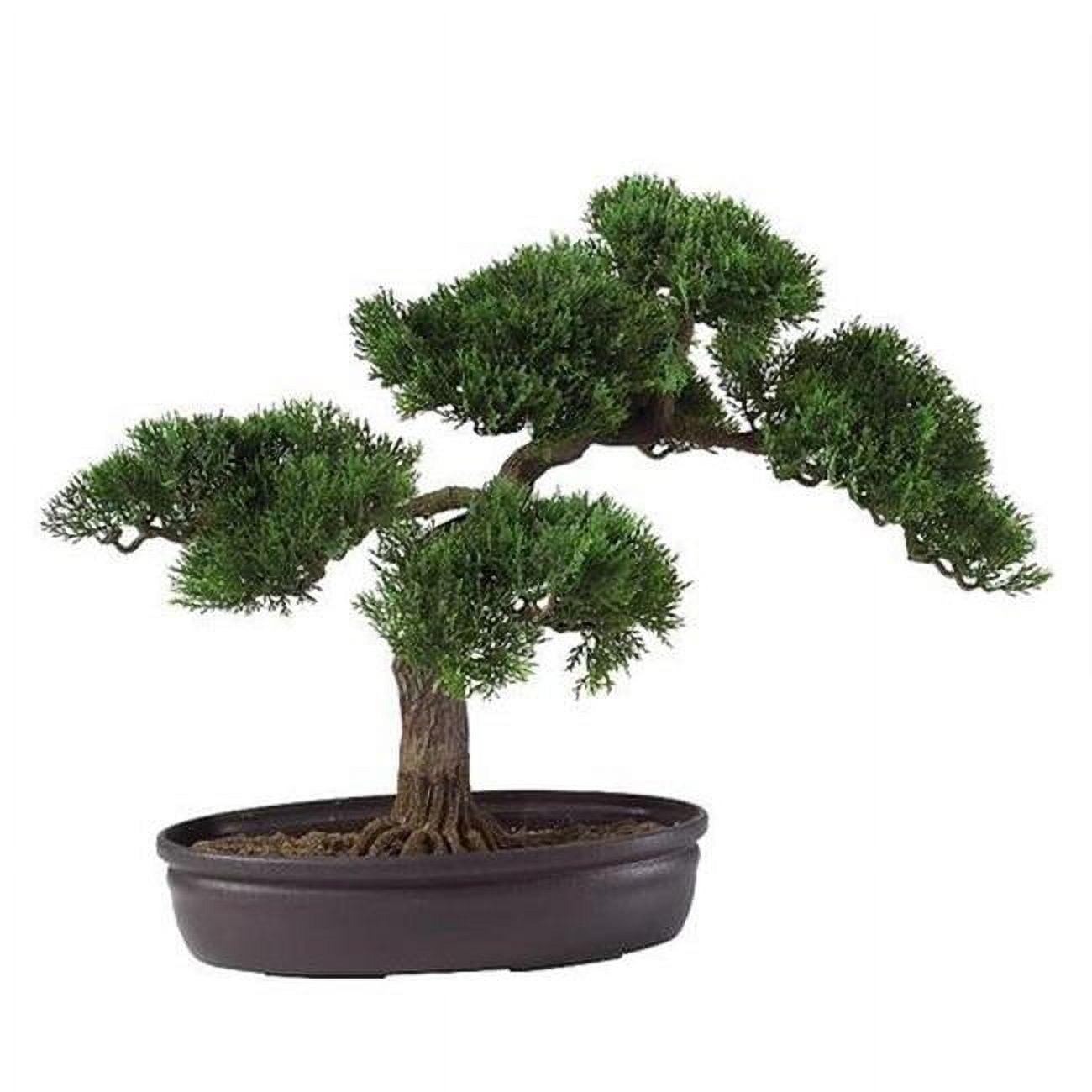 Elegance Cedar Bonsai 17.5" Silk and Plastic Potted Plant