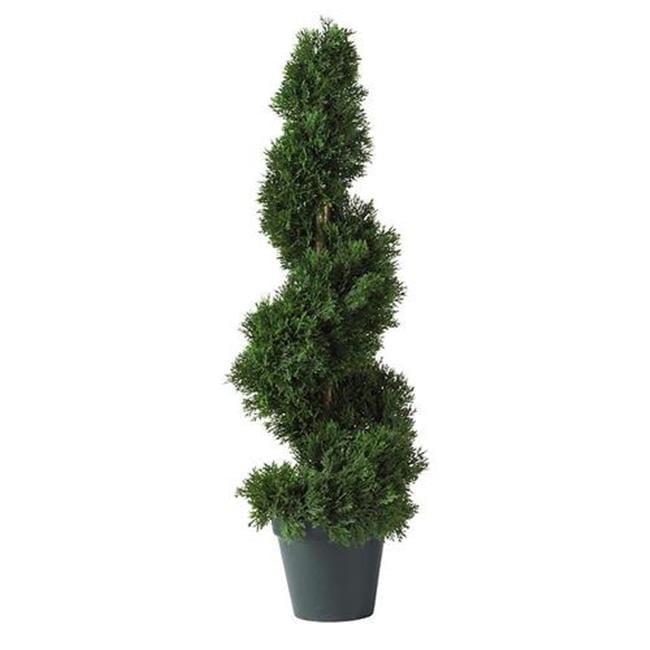 Elegant Spiral Cedar Silk 30" Topiary in Classic Pot