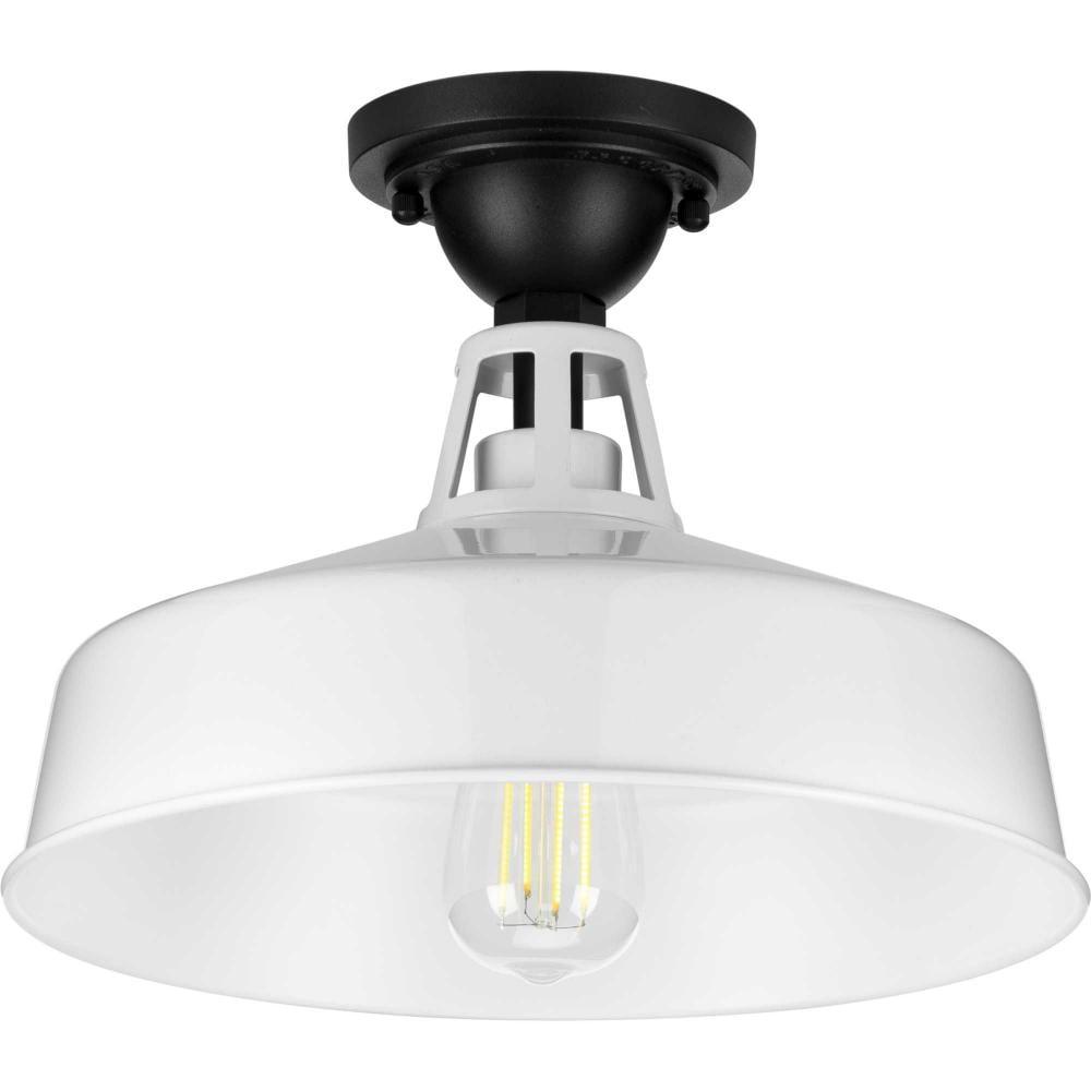 Progress Lighting Cedar Springs 1-Light Ceiling Light, White, Aluminum, Industrial-Style Shade