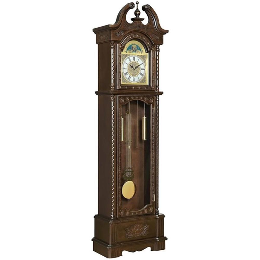 Cedric Traditional Brown Quartz Grandfather Clock with Chime