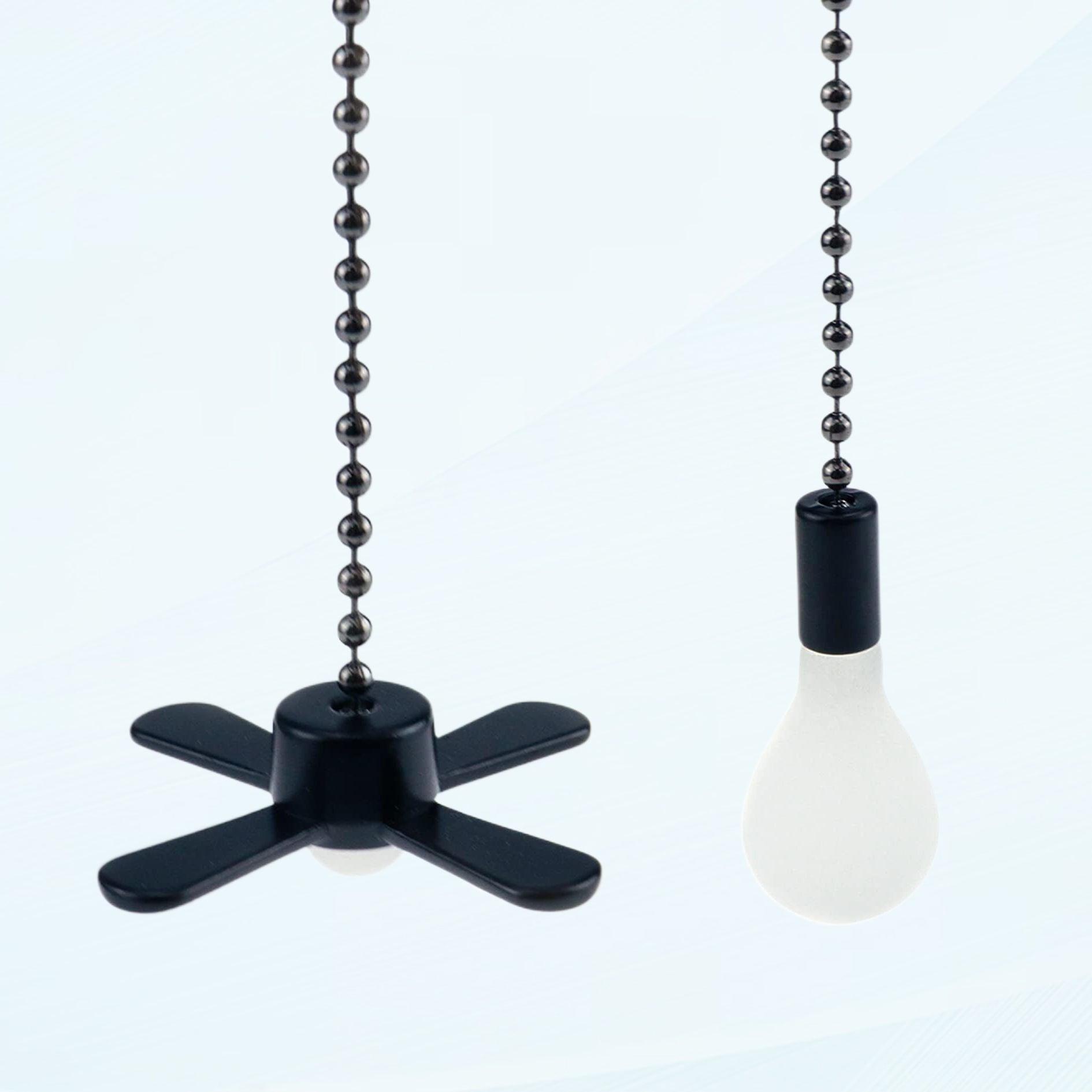 Shiogb Clearance Ceiling Fan Zipper Decorative Black-12 inch Ceiling Fan Pull Chain with Decorative Bulb And Cord Ceiling Fan Extension Chain Fan Pull Chain Kit For Ceiling Lamp-Black Promotion Sale