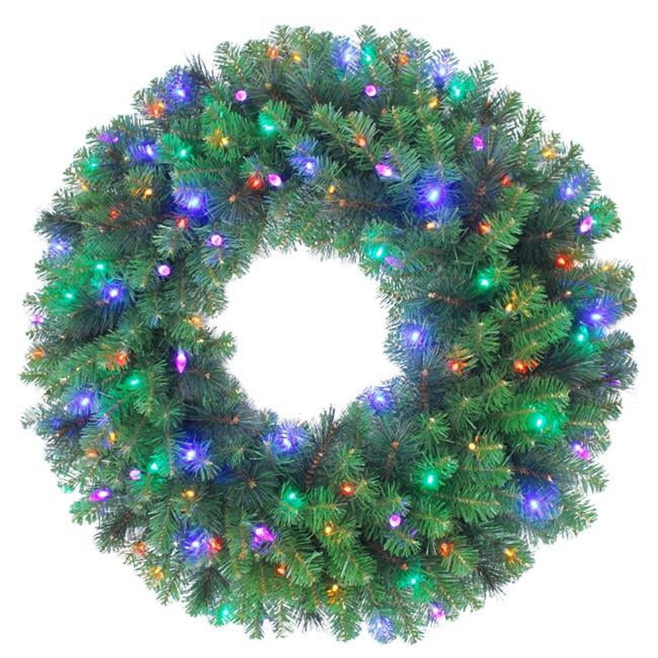 36'' Multicolored LED Prelit Pine Christmas Wreath