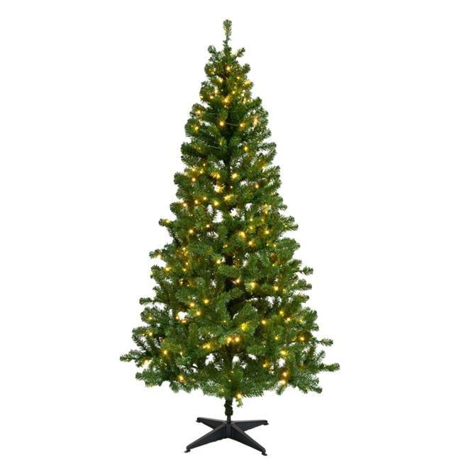 7 ft. Slim Pine Christmas Tree with Warm White LED Lights