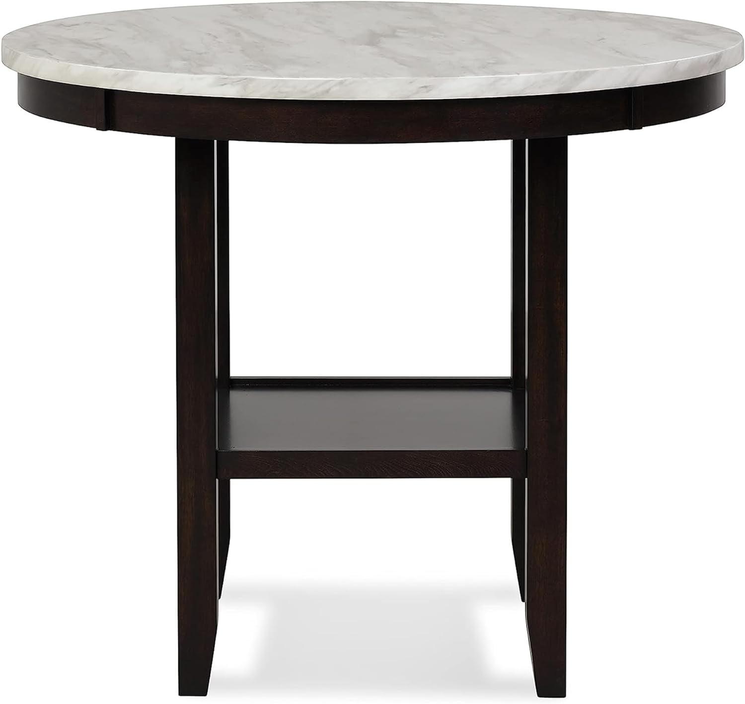 Transitional Celeste 42-Inch Round Marble-Top Counter Table with Storage