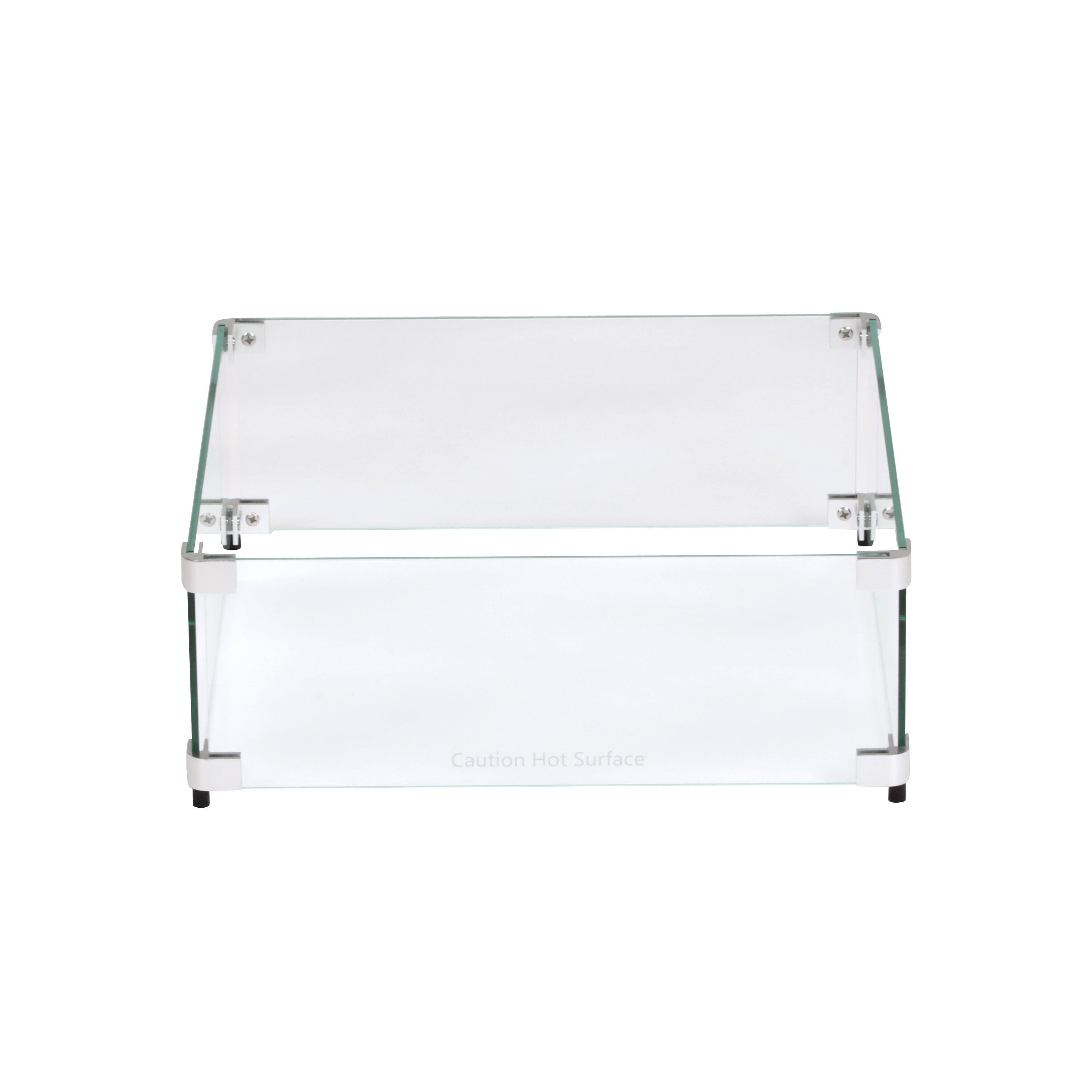 Celestial Fire Glass Square Fire Pit Wind Guard