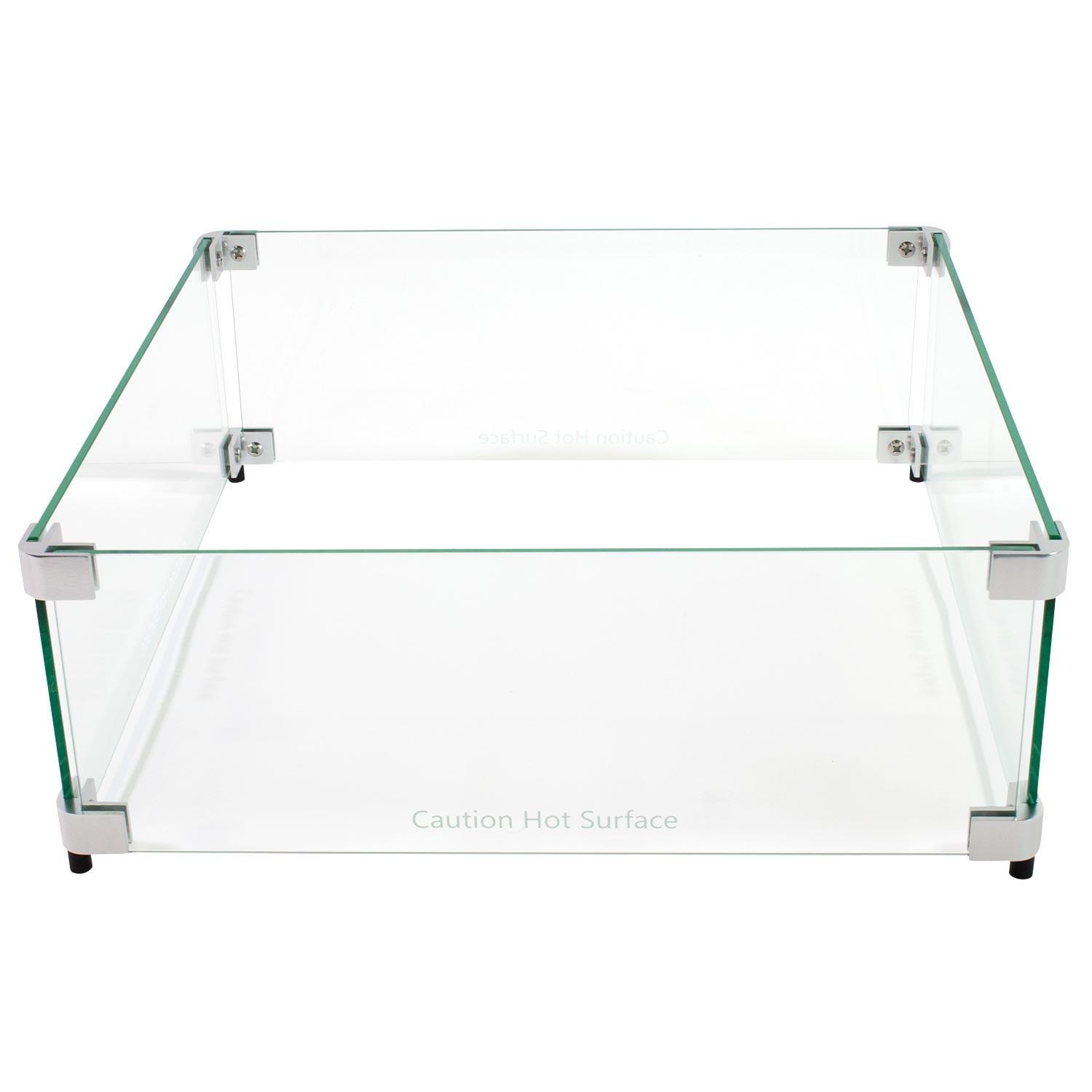 Celestial Fire Glass Square Fire Pit Wind Guard
