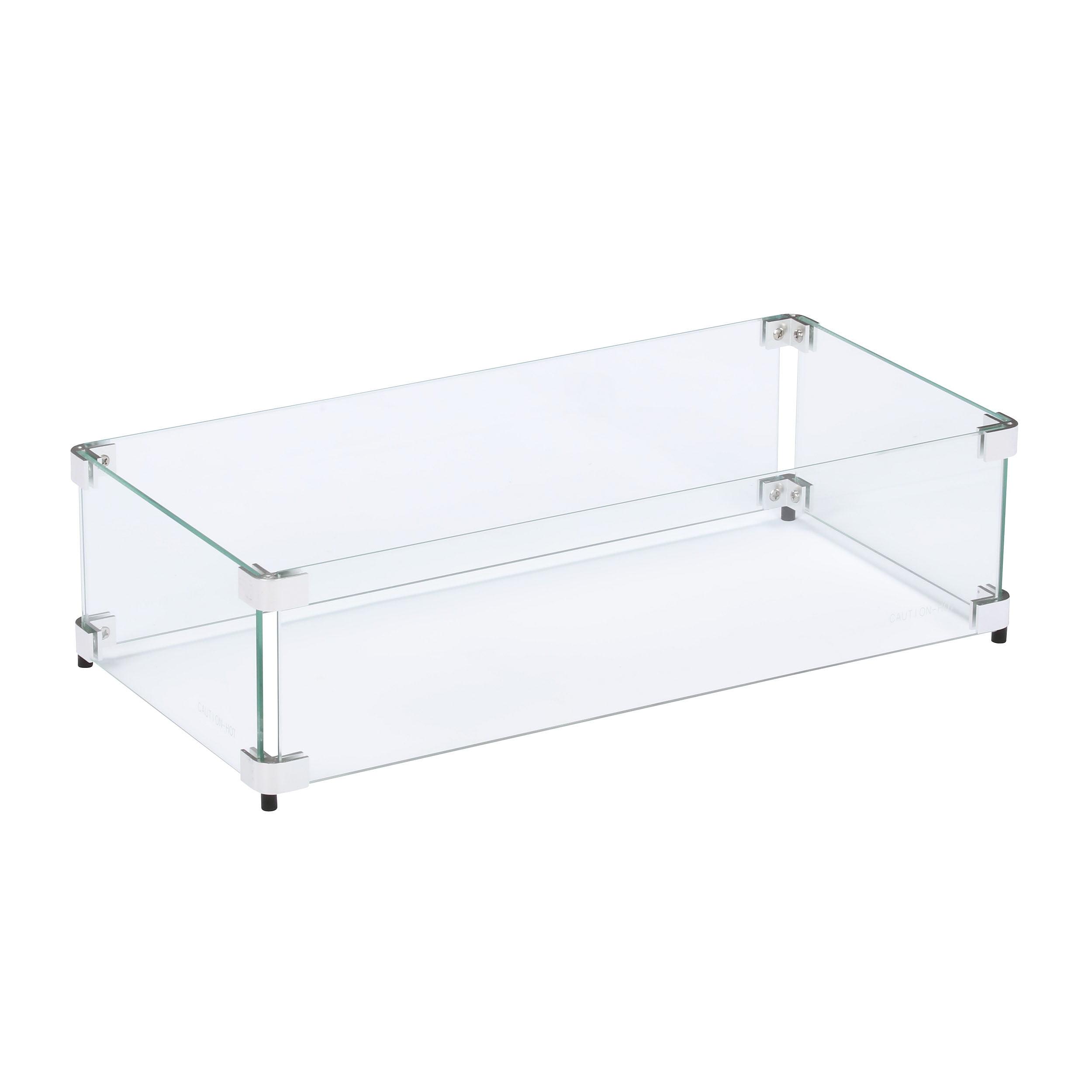 Celestial Fire Glass Rectangle Fire Pit Wind Guard