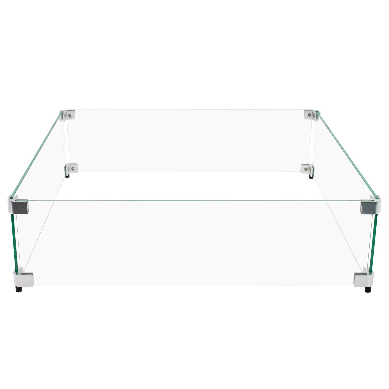 Celestial Fire Glass Square Fire Pit Wind Guard