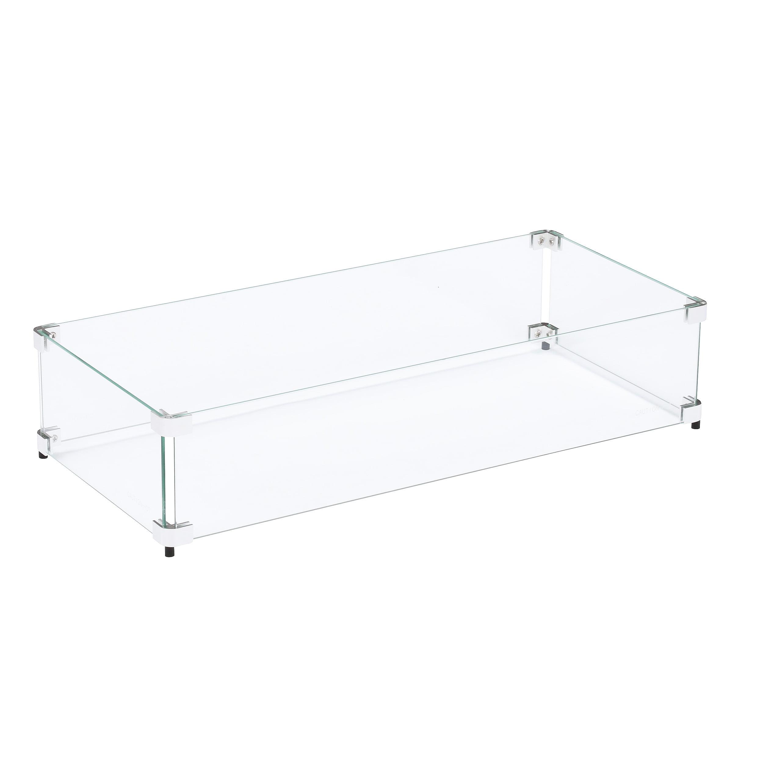 Celestial Fire Glass Rectangle Fire Pit Wind Guard