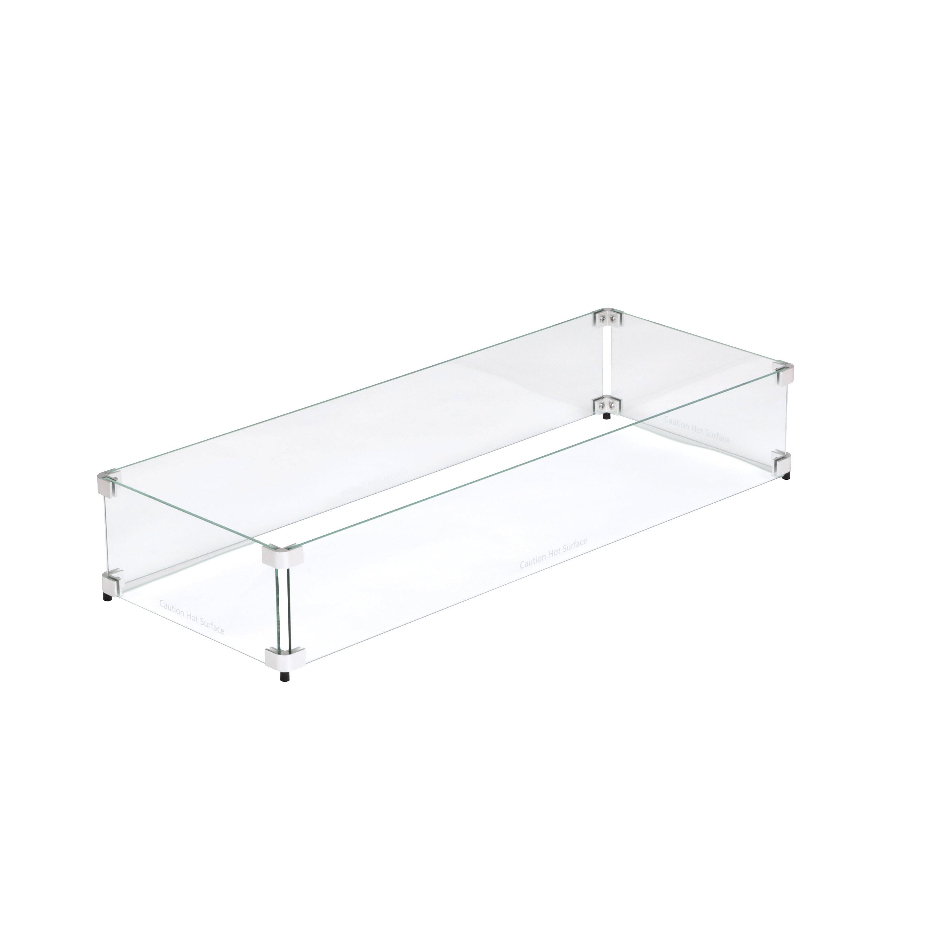 Celestial Fire Glass Rectangle Fire Pit Wind Guard