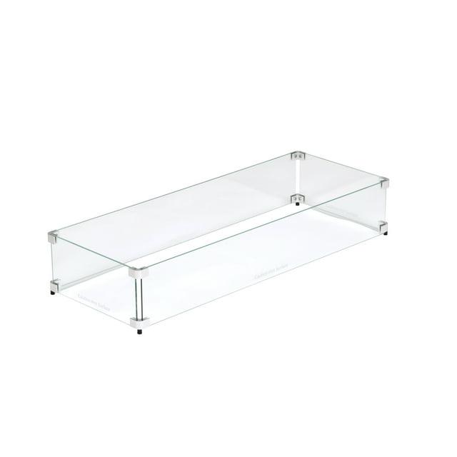 Celestial Fire Glass Rectangle Fire Pit Wind Guard