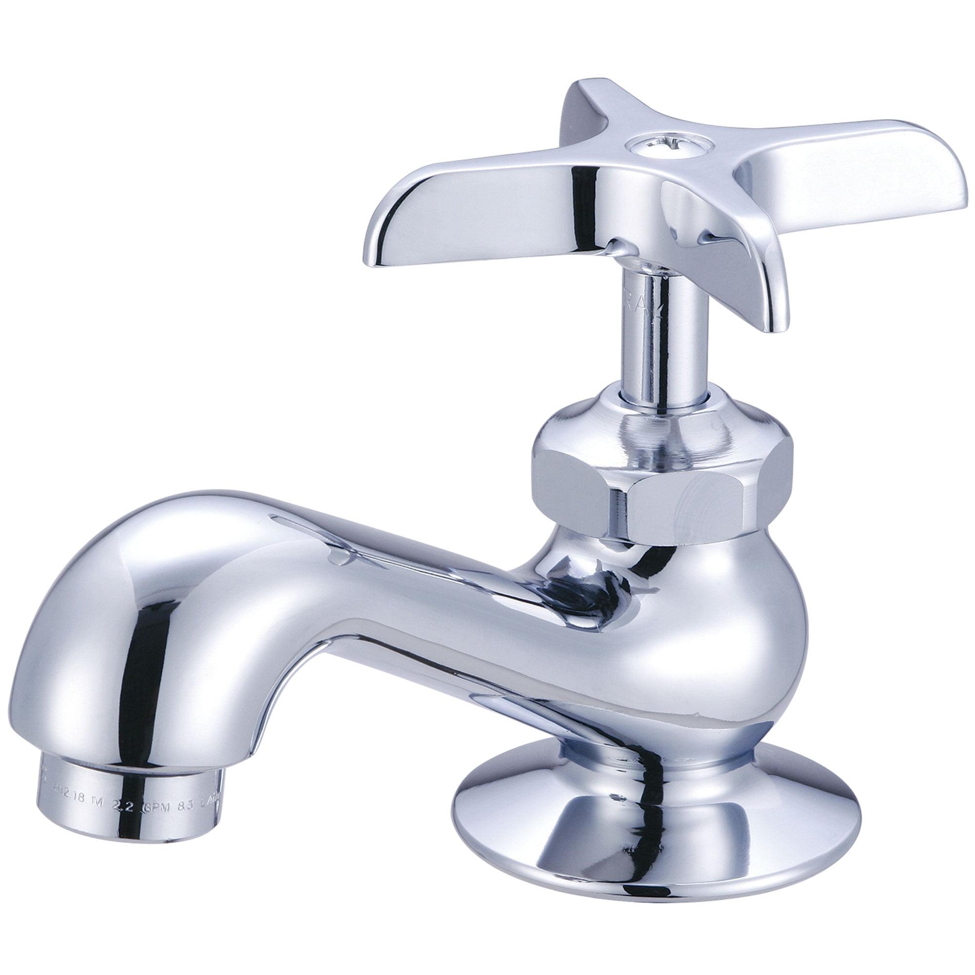 Polished Chrome Single-Hole Cross Handle Bathroom Faucet