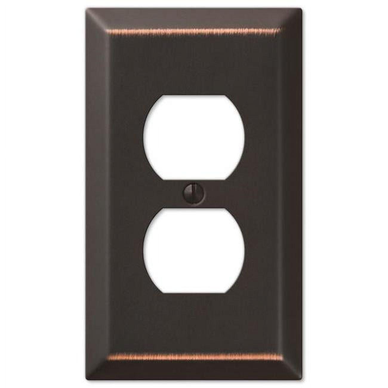 Century Aged Bronze Metal 1-Gang Duplex Outlet Wall Plate