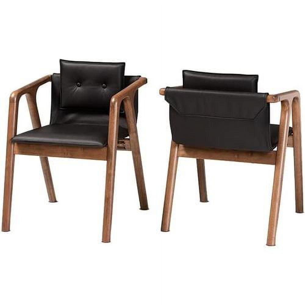 Elegant Mid-Century Modern Walnut Brown Wood & Cane Arm Chair