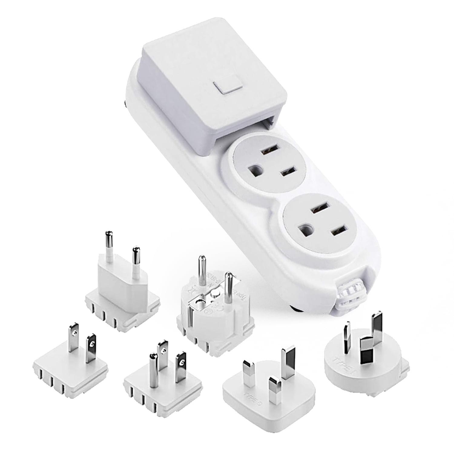 Ceptics Travel Power Strip W/ Adapter Plug Set - Equipped with USB, Type C for iPhone, Chargers, Cell Phones, Laptop - Plugs for Europe, Asia, China, USA, Africa, South America PS-2U