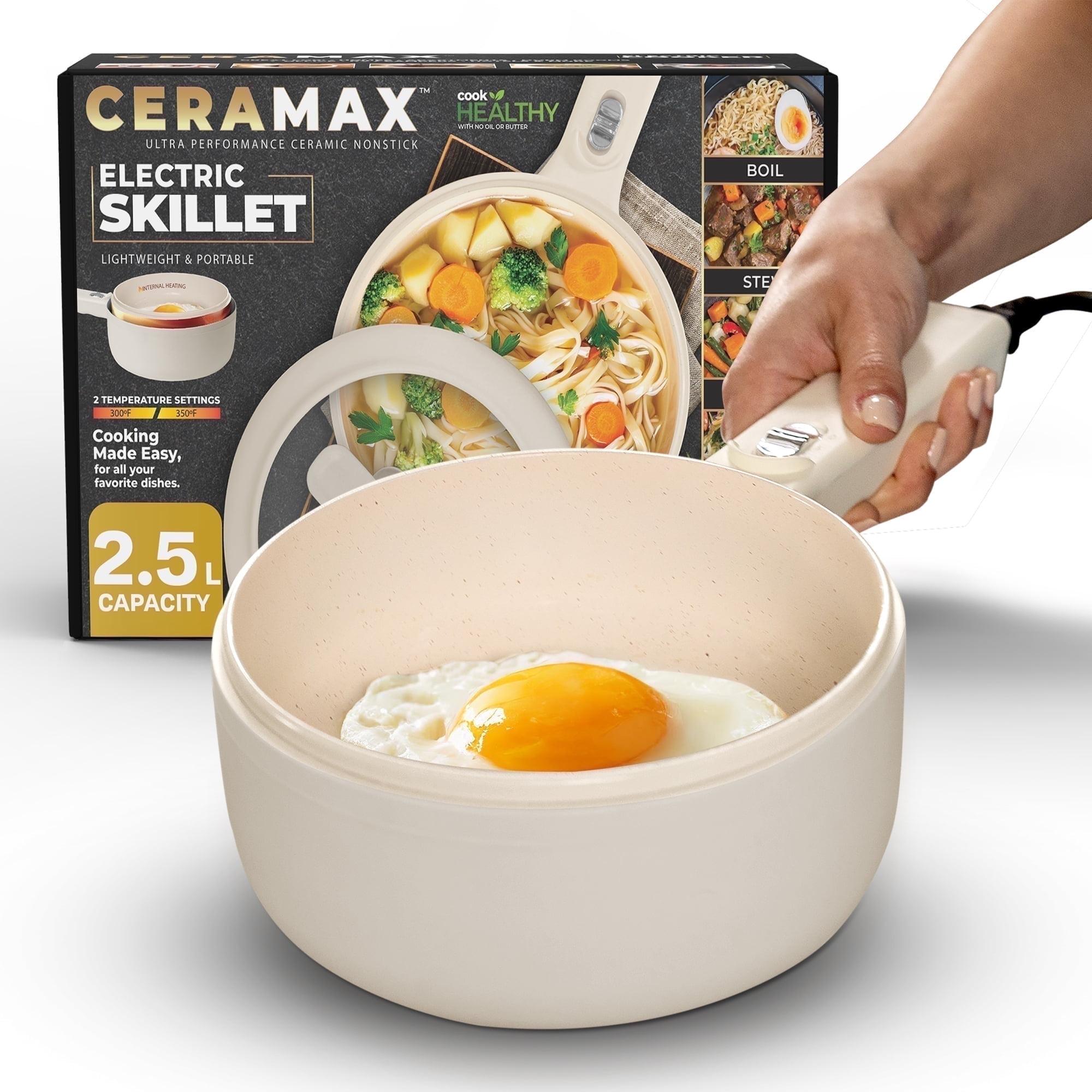 Ceramax Ceramax Electric Hot Pot 2.5 Liters Nonstick Ceramic Skillet Pan Mini Cooker With Lid Steamer