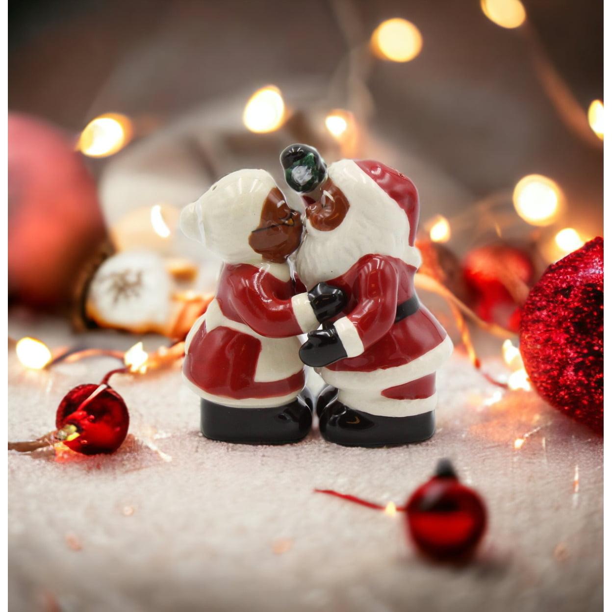 Hand-Painted Ceramic Santa Couple Salt and Pepper Shakers