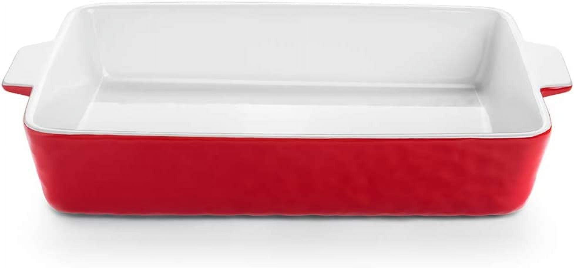 Ceramic Baking Dish, Casserole Dish for Oven, Lasagna Pan Deep, 9x13 Baking Pan with Handles, Porcelain Bakeware for Lasagna, Baking, Cooking, Kitchen, Daily Use, Wedding Gift (Red)