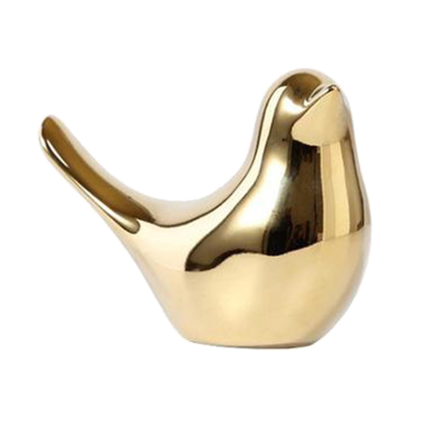 Gold Ceramic Bird Statues for Table Decor