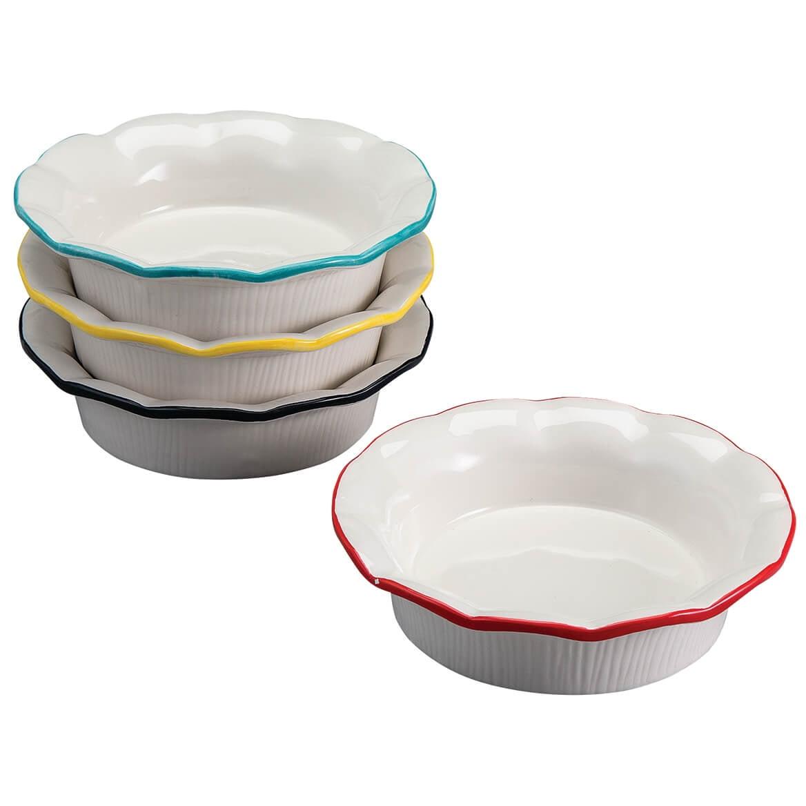 Mini Ceramic Pie Pans with Scallop Trim, Set of 4