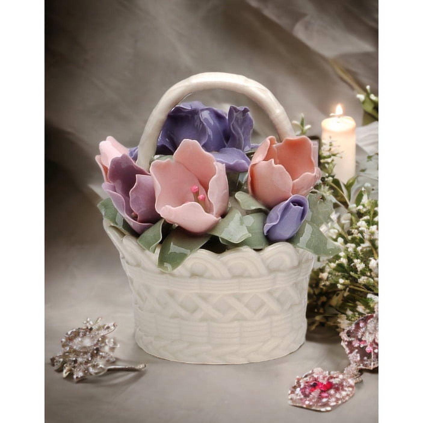 Kevins Gift Shoppe Ceramic Iris Flower Basket Figurine