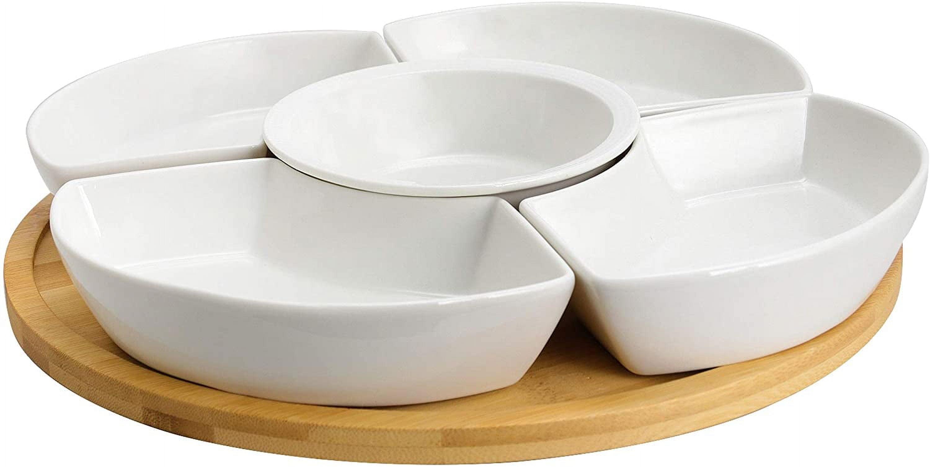 6pc Stoneware Beautiful Party Serving Set White - Elama: Entertaining Serveware & Condiment Bowls