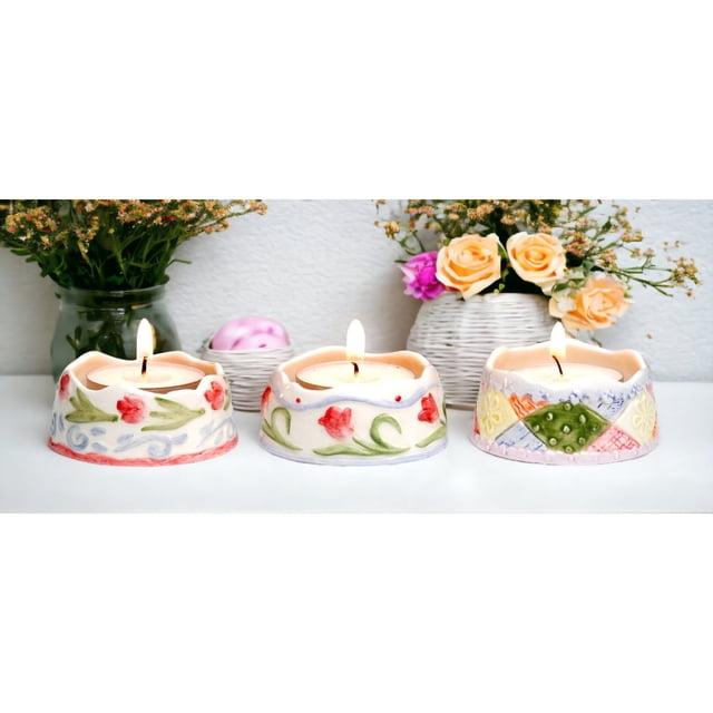 Kevins Gift Shoppe Ceramic Spring Tealight Candle Holders-Set of 3