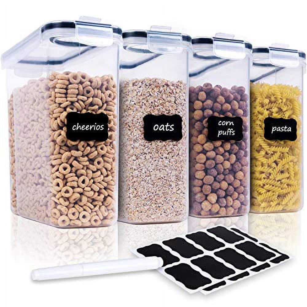 Clear Plastic Airtight Cereal Storage Set with Flip Top Lid