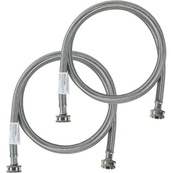 Certified Appliance Accessories® 2-Pack Braided Stainless Steel Washing Machine Hoses (4 Ft.) in Silver