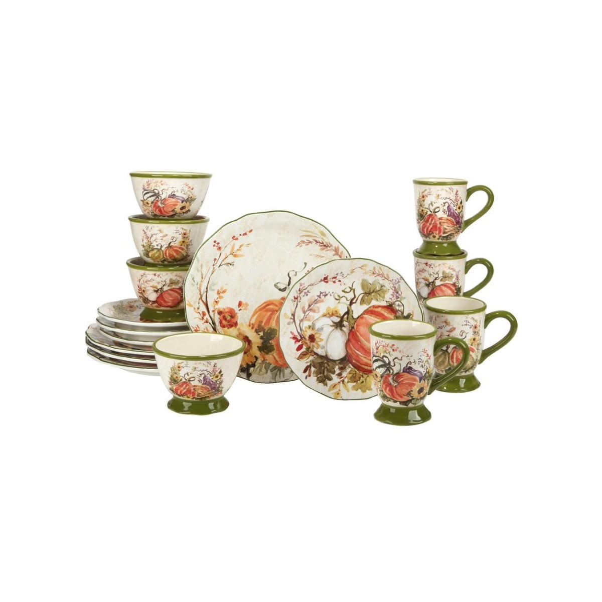 16-Piece Harvest Morning Ceramic Dinnerware Set, Multicolor