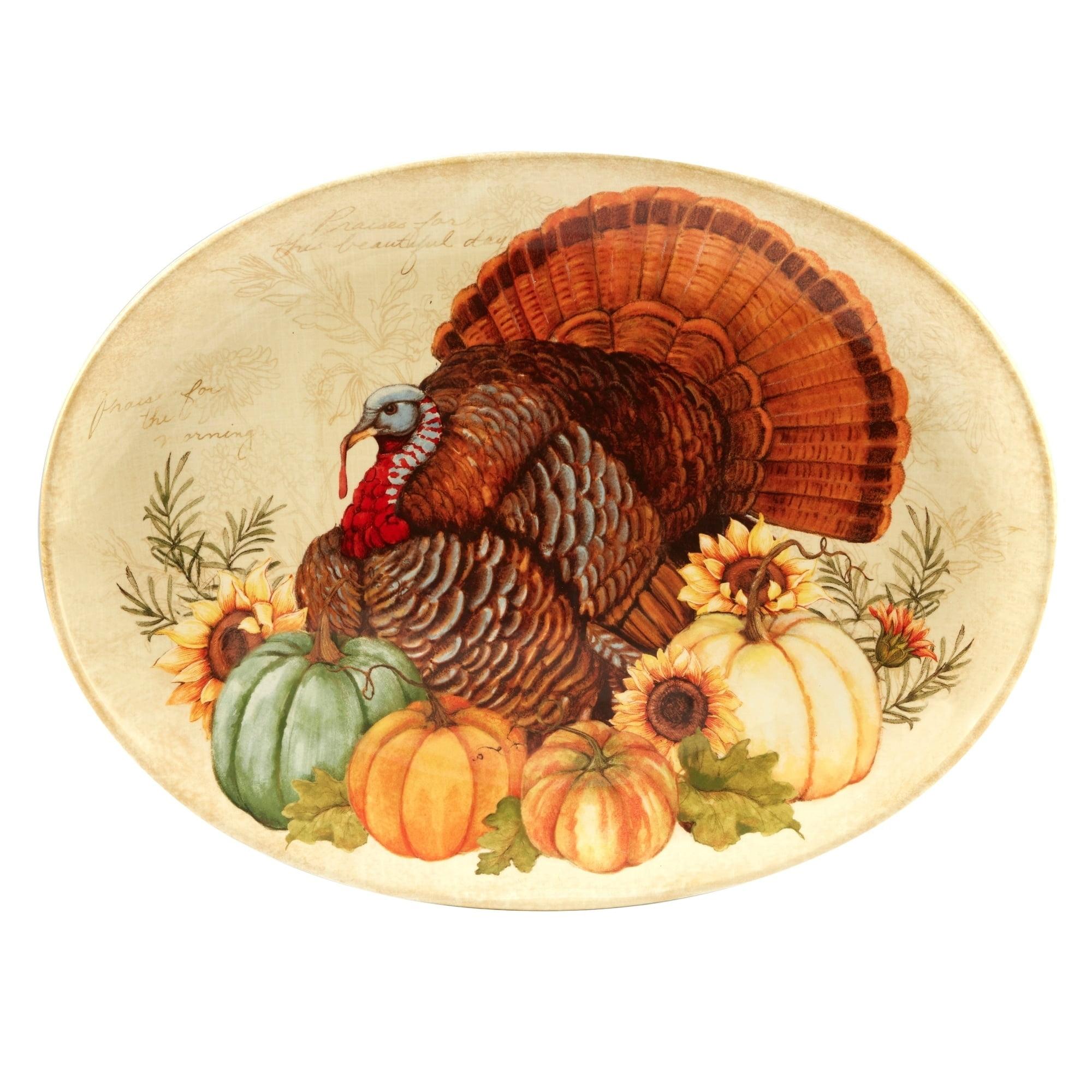 Harvest Splash Certified International Autumn Fields Oval Turkey Platter