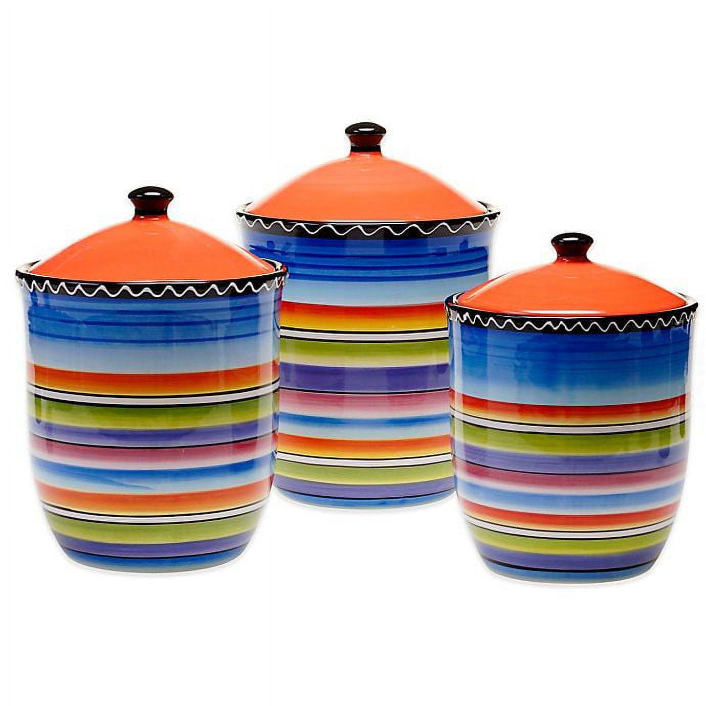 Colorful Striped Ceramic 3-Piece Canister Set