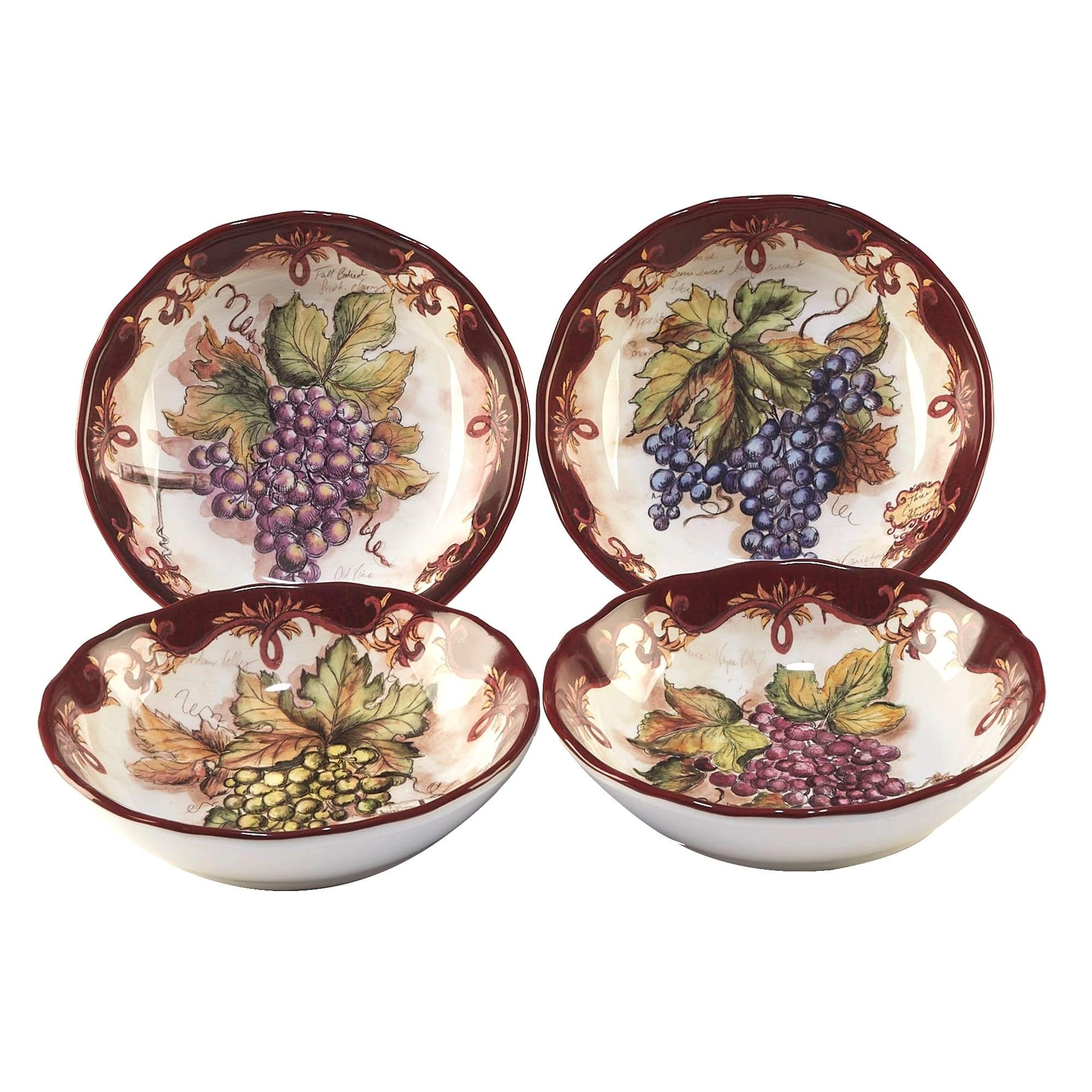 Vintner's Journal Multicolor Ceramic Soup and Pasta Bowls, Set of 4