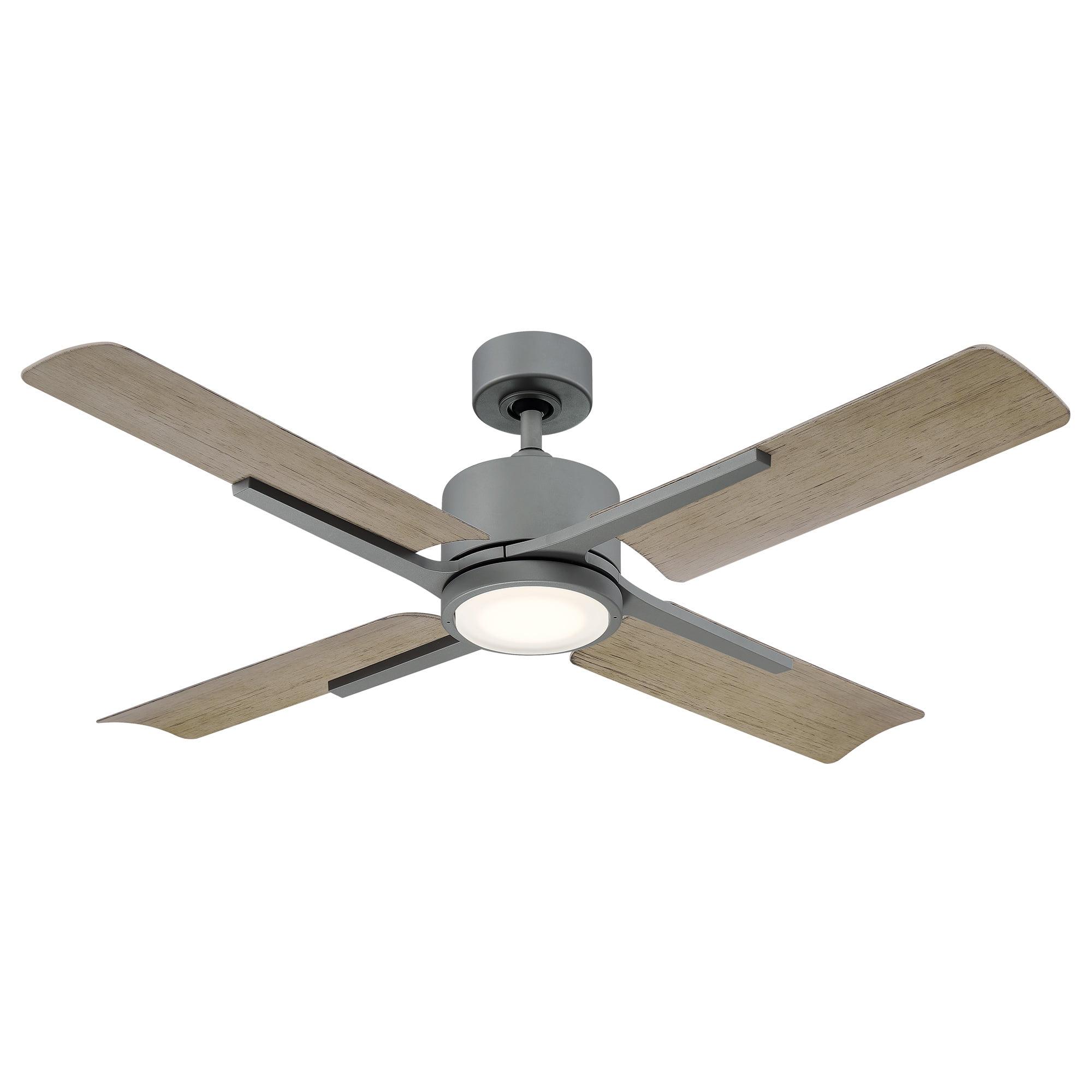 Cervantes Indoor and Outdoor 4-Blade Smart Ceiling Fan 56in Graphite Weathered Gray with 3000K LED Light Kit and Remote Control