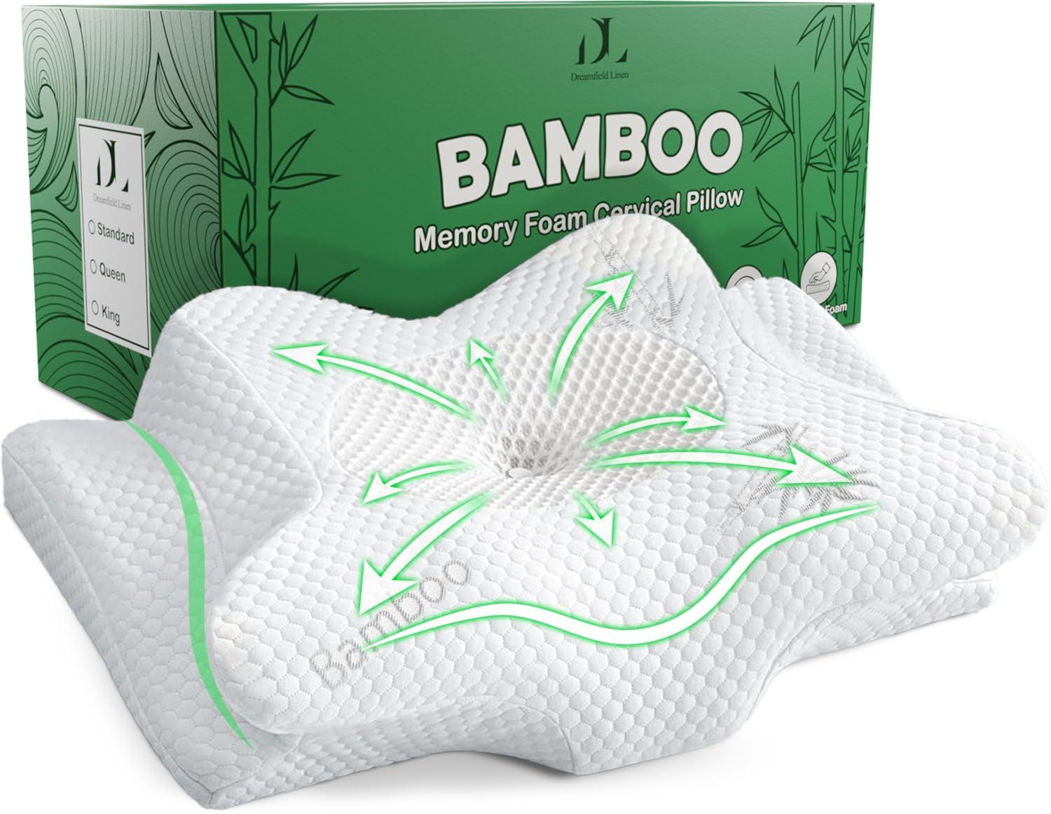 Bamboo Rayon Memory Foam Ergonomic Cervical Pillow