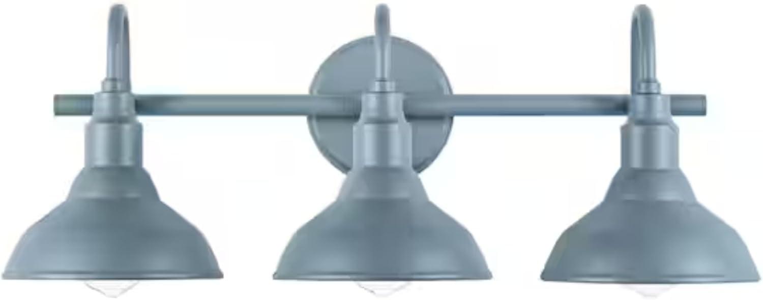Ceybo Blue 3 Light Bathroom Vanity Light Wall Fixture with Farmhouse Metal Shades, Dimmable Modern Country Home Lighting